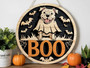 Spooky Ghost Dog Pit Bull Halloween Door Sign - Funny Pet Decor