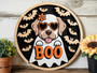 Cute Ghost Dog Wooden Sign With Heart Glasses For Fall Porch Decor - Funny Halloween Wall Art