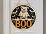 Spooky Ghost Dog Pit Bull Halloween Door Sign - Funny Pet Decor