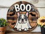 Ghost Dog Wooden Sign For Halloween - Dog Lover's Spooky Fall Wall Decor With Bats And Spiderwebs
