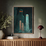 Eerie Ghost Family Canvas - Moody Style Halloween Wall Art For Spooky Home Decor