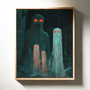 Eerie Ghost Family Canvas - Moody Style Halloween Wall Art For Spooky Home Decor
