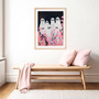 Ghost Family Canvas With Pink Flowers - Spooky Cute Wall Art For Girl's Magical Room