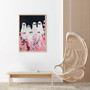 Ghost Family Canvas With Pink Flowers - Spooky Cute Wall Art For Girl's Magical Room
