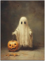 Cute Ghost With Pumpkin Canvas For Dark Academia Halloween Party DéCor