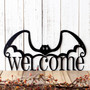 Personalized Halloween Bat Welcome Outdoor Metal Sign - Perfect For Spooky Wall Decor