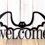 Personalized Halloween Bat Welcome Outdoor Metal Sign - Perfect For Spooky Wall Decor