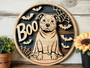 Funny Halloween Ghost Dog Wooden Decor | Pitbull Scary Fall Porch Sign | Boo Ghost Costume Theme