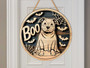 Funny Halloween Ghost Dog Wooden Decor | Pitbull Scary Fall Porch Sign | Boo Ghost Costume Theme