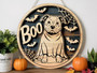Funny Halloween Ghost Dog Wooden Decor | Pitbull Scary Fall Porch Sign | Boo Ghost Costume Theme