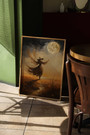 Mystical Moon Halloween Witch Canvas Art For Enchanting Home DéCor - Vintage Ethereal Design