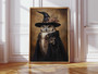 Gothic owl canvas wall art in vintage dark academia style, spooky Halloween aesthetic with nighttime tones and aged texture