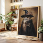 Gothic owl canvas wall art, sepia-toned portrait in spooky vintage style, dark academia Halloween decor for witchy homes