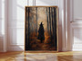 Enchanting Halloween Witches Canvas Wall Art - Dark Forest Path With Witch Hat For Gothic Fall Decor
