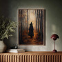 Enchanting Halloween Witches Canvas Wall Art - Dark Forest Path With Witch Hat For Gothic Fall Decor