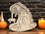 Spooky Halloween Witches Wooden Sign - Trick Or Treat Decor For Fall Display With Ghost, Cat & Spider Elements