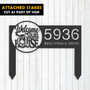 Personalized Halloween Address Metal Sign For Outdoor Decor - Haunted House Theme Garden Stake