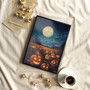 Personalized Mystical Moon Halloween Canvas - Glowing Jack-O-Lanterns Decor For Living Room