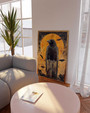 Spooky Moon Halloween Canvas With Raven And Bats - Dark Fantasy Gothic Crow Painting For Halloween Decor
