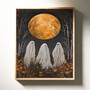 Three Ghosts In Harvest Moon Halloween Canvas For Cottagecore Decor