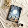 Whimsical Moon Halloween Canvas - Cute Nursery Wall Decor For Kids Room