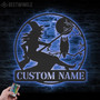 Custom Witch & Owl LED Metal Sign - Personalized Moon Halloween Decor For Spooky Home Vibes