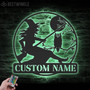 Custom Witch & Owl LED Metal Sign - Personalized Moon Halloween Decor For Spooky Home Vibes