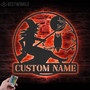 Custom Witch & Owl LED Metal Sign - Personalized Moon Halloween Decor For Spooky Home Vibes