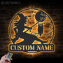 Custom Witch & Owl LED Metal Sign - Personalized Moon Halloween Decor For Spooky Home Vibes