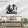 Custom Witch & Owl LED Metal Sign - Personalized Moon Halloween Decor For Spooky Home Vibes