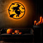 Spooky Moon Halloween Metal Sign - Flying Witch LED Neon Decor For Halloween