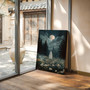 Mystical Moon Halloween Canvas Art For Living Room - Haunted Forest Scene With Full Moon And Wildflowers, Perfect For Halloween Spirit