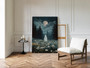 Mystical Moon Halloween Canvas Art For Living Room - Haunted Forest Scene With Full Moon And Wildflowers, Perfect For Halloween Spirit