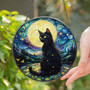 Celestial Black Cat Suncatcher - Mystical Halloween Window Ornament For Gothic And Witchy Decor Lovers