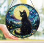 Celestial Black Cat Suncatcher - Mystical Halloween Window Ornament For Gothic And Witchy Decor Lovers