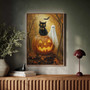 Vintage Black Cat Halloween Canvas - Spooky Pumpkin Design For Gothic Fall Decor In Living Room