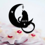Custom Black Cat On Moon Metal Sign For Halloween Celestial Cat Decor
