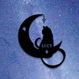 Custom Black Cat On Moon Metal Sign For Halloween Celestial Cat Decor