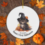 Custom Witchy Kitten Ceramic Ornament For Baby's First Halloween