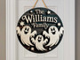 Custom Wooden Halloween Door Plaque With Ghost Family & Stars - Personalized For Your Home