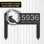 Custom Raven Crow Halloween Wreath Metal Address Sign For Outdoor Decor