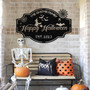 Custom Halloween Outdoor Metal Sign For Family - Personalized Last Name Decor