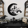 Personalized Witch And Bat Moon Halloween Metal Sign For Entryway DéCor - Thoughtful Halloween Gift