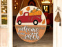 Personalized Rustic Pumpkin Patch Welcome Sign - Red Truck Autumn Porch Decor For Farmhouse Entry
