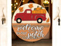 Personalized Rustic Pumpkin Patch Welcome Sign - Red Truck Autumn Porch Decor For Farmhouse Entry