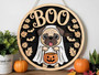 Funny Ghost Dog Wooden Sign - Pug Halloween DéCor For Porch And Pet Lovers