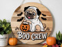Cute Ghost Dog Wooden Sign For Dog Lovers - Halloween Porch Decor With Pug Theme