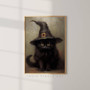 Charming Rustic Black Cat Canvas For Halloween Decor - Spooky Season Wall Art