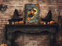 Primitive Halloween Metal Sign Outdoor Rustic Decor Moonlit Witch Design For Porch Or Front Door