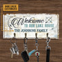 Wooden Key Ring Holder For Family - Lake House Wall Organizer, Ideal For Entryway